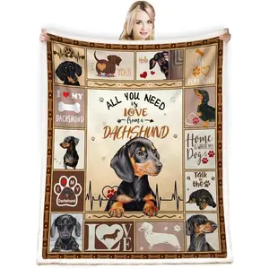 Print Dachshund Weiner Dog Blanket Gifts for Dog Lovers Family Blankets Throw Home Sofa Lunch Break Student Nap GiftsThanksgiving Father's Day Children's Day holiday gifts for family and children