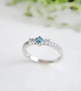 Sterling Silver 925 Genuine Aquamarine Ring