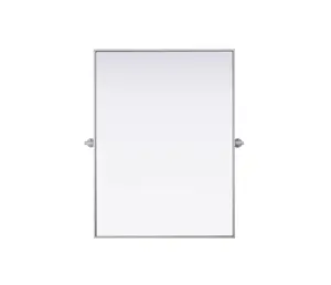212 MAIN Amoura MR6H4030SIL 40x30 in. Silver Iron Rectangle Pivot Adjust Wall-Mounted Mirror - Modern Damp-Area Room Decor, Metal Hanging for Kitchen & Bath