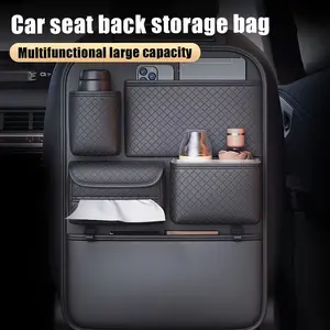 [Stylish Car Seat Organizer] High Quality 1pc Black PU Leather Car Seat Back Organizer | Large Capacity Multi Compartment Storage Bag for Water Bottles, Tablets, Laptops And Accessories - Stylish Backseat Organizer for Easy Car Storage