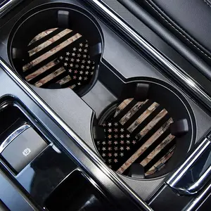 American Flag Pattern Car Coaster, 2 Counts Non-slip Absorbent Car Cup Holder Mat, Universal Car Interior Decoration Accessories for Women & Men