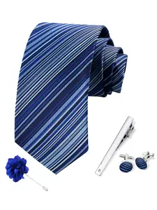Men's Four-Piece Suit Accessory Set, Includes Polka Dot Tie, Cufflinks, Tie Clip, Pin, Perfect Gift for Weddings, Parties, Suits, Husband or Father