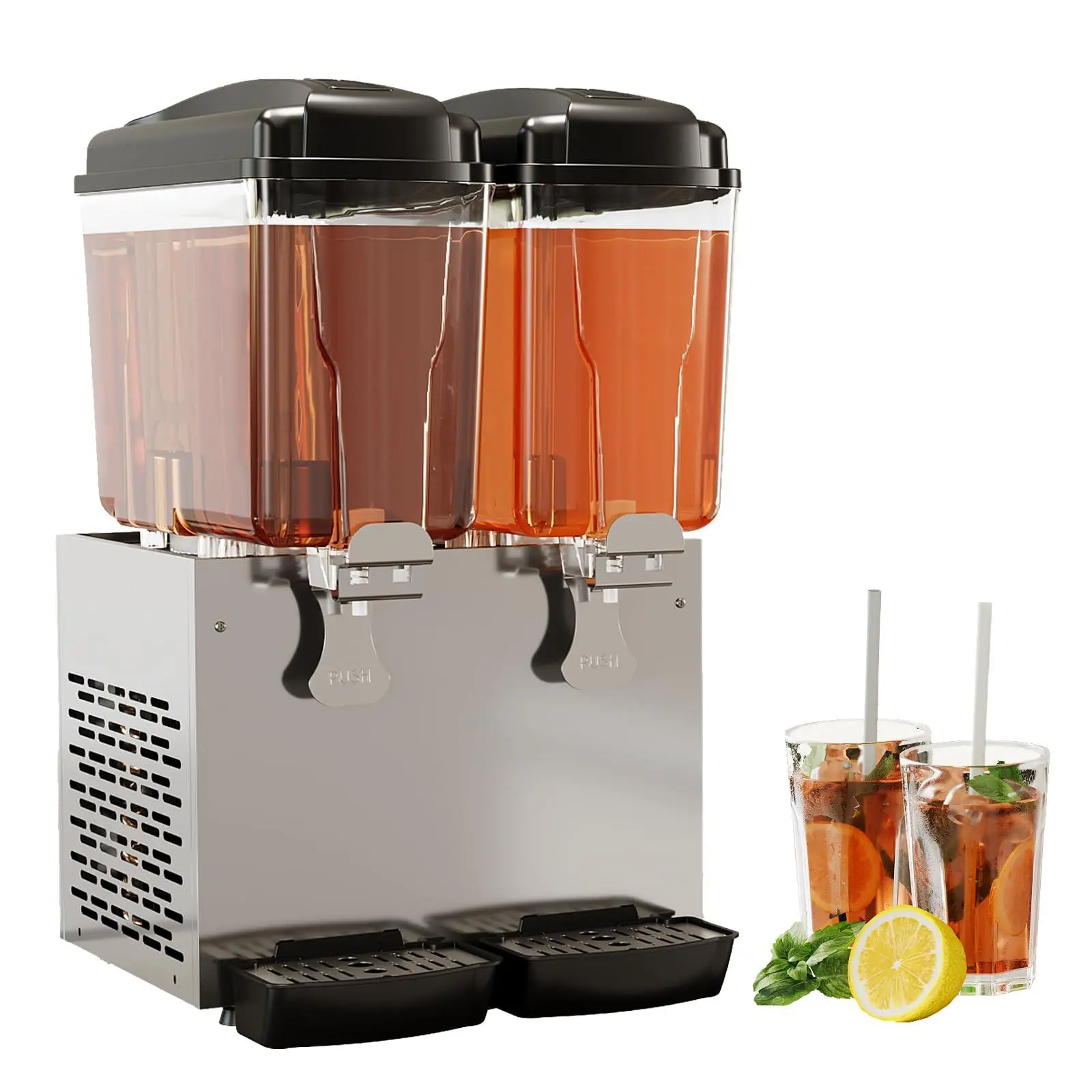 GAOMON Commercial Beverage Dispenser - 18L x 2 Capacity, 250W Powerful Motor, Stainless Steel Build, Ideal for Bars, Restaurants