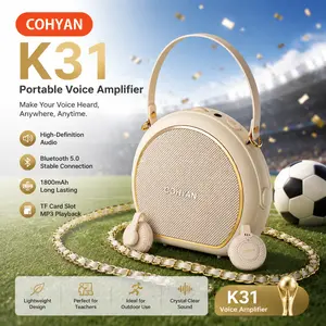 COHYAN K31 Wireless Voice Amplifier | Dual Wireless Lapel Mics | 30H 4500mAh | Beige Portable Speaker for Teachers, Tour Guides, Yoga, Speech, Training & Gifts-Bluetooth-Mini outdoorfun