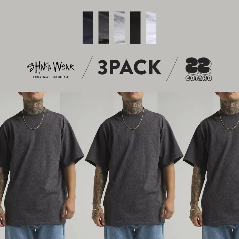 SHAKAWEAR Men's 3-Pack Heavyweight Crewneck Streetwear T-Shirts - Breathable Cotton, Short-Sleeve, Casual Fit, Pull On, Vintage Multi-Function Big & Tall Valentines Day Tees (S to 5XLT)