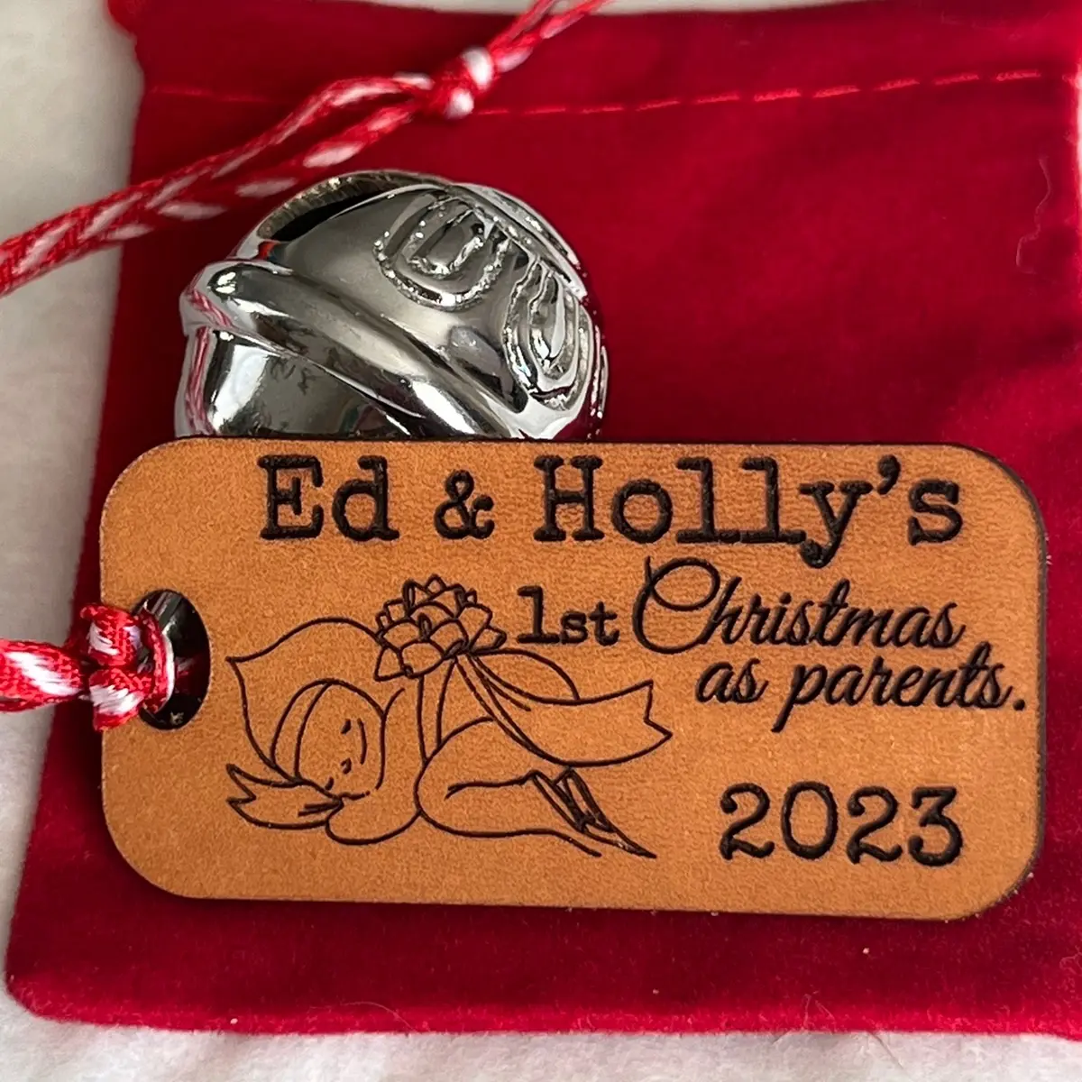 Personalized First Christmas as parents sleigh bell ornament - sleigh bell ornament