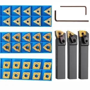33 Pcs Lathe Indexable Carbide Turning Tool Holder Set MTJNR1616H16 + MWLNR1616H08 + MCLNR1616H12 with 30 CNMG 431 + WNMG 431 + TNMG 331 Indexable Carbide Turning Insert Blades