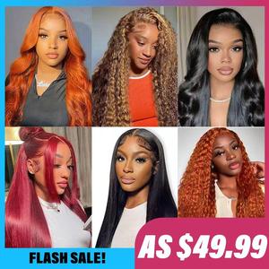 {26 Inch $49.99} 13x4 Body Wave Lace Front Wigs Human Hair 180% Density HD Transparent  Pre Plucked Pre Cut Frontal Human Hair Wigs for Black Women