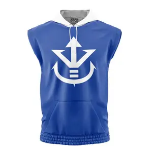 Vegeta Symbol Sleeveless Hoodies, Dragon Ball Z Anime Graphic Sleeveless Sweatshirt Hoodies