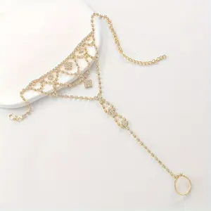 Beach Holiday Set - Sparkling Synthetic Zirconia e Ring, Anklet, and Body Chain - Sexy Vacation Accessory for Party and Travel