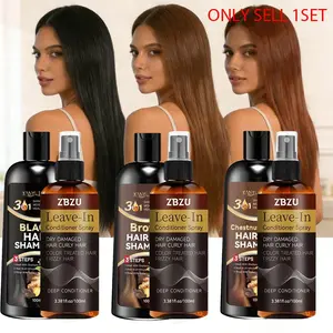 2-Step Color Revival Haircare Set: 100ml Wash-in-Color Shampoo + 100ml Keratin Gloss Spray | Formulated with Gentle Mild Herbal Ingredients | Choose from Classic Black, Brown or Chestnut Brown | Enhances Color Depth & Radiant Shine