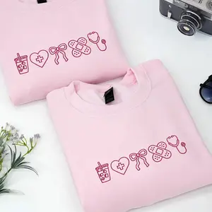 Embroidered Nurse Sweatshirt, Coquette Bow CNA Crewneck, Personalized Nursing Student Sweatshirt, Cute Medical Crewneck Gift For Her