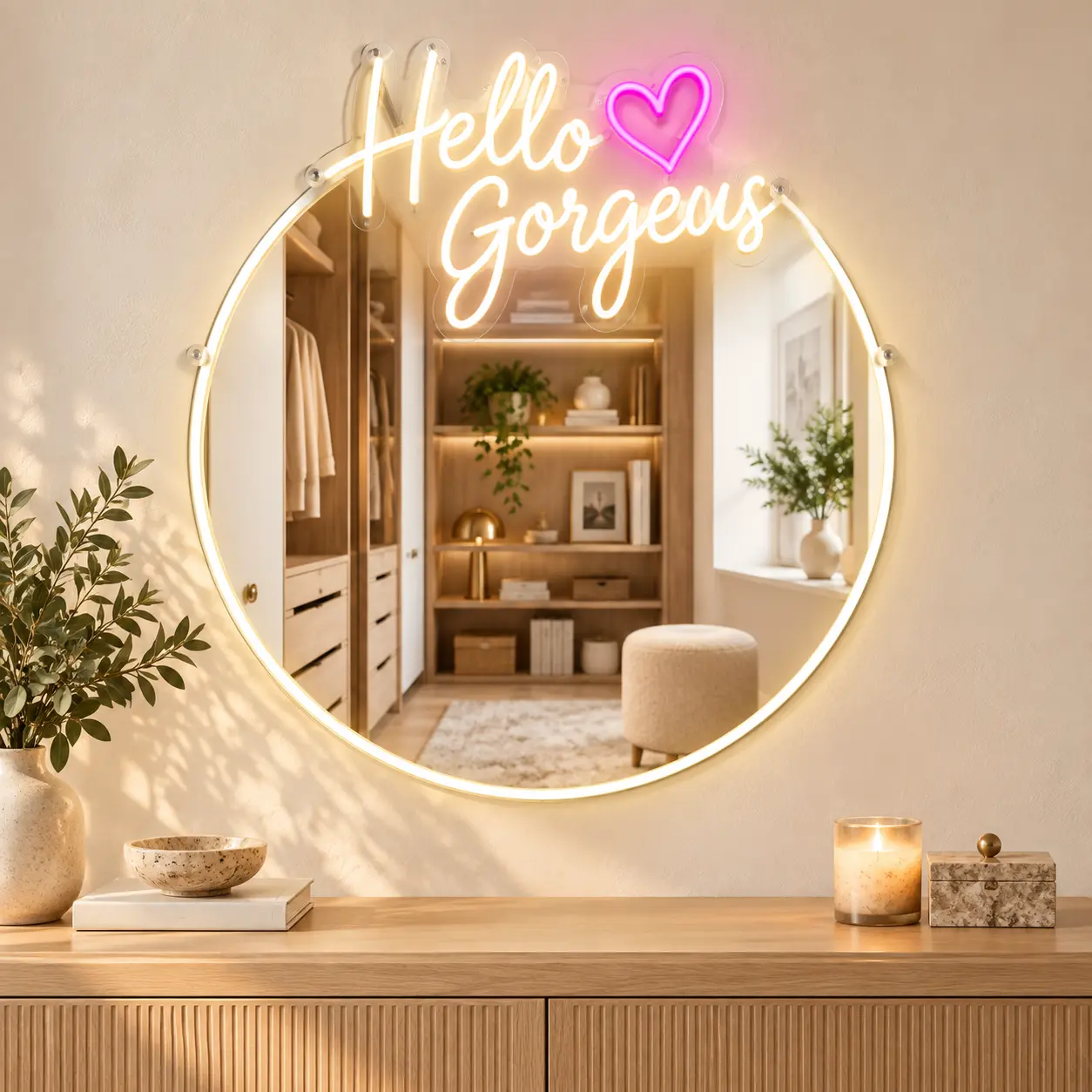 Hello Gorgeous LED Vanity Mirror with Adjustable Brightness (Soft, Medium Settings) for Bedroom, Dressing Room Home Decor