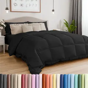 Cal King Size, Black Alternative Down Comforter - Warm, Lightweight, and Quality - Fluffy and Oversized Cooling Microfiber Duvet Insert Comforter