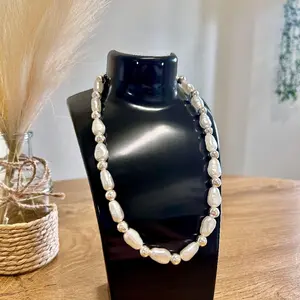 Elegant Pearl Necklace with Silver Spacers