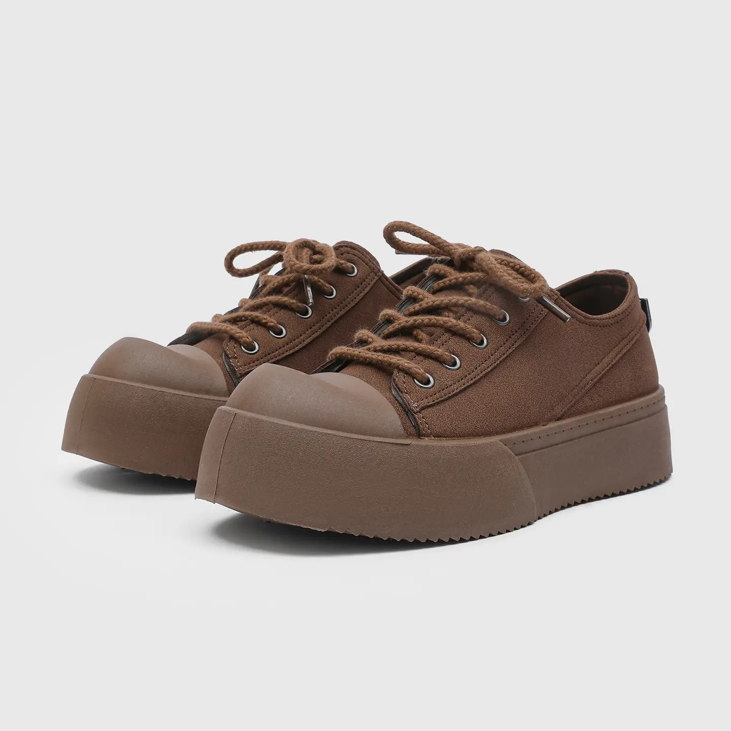 Men’s Lace-Up Chunky Platform Sneakers - Brown Retro Casual Style, Height-Boosting, Versatile Skate Shoes with Rubber Sole