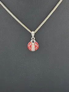 Sterling Silver 925 Ladybug Necklace – Enamel & CZ Accents