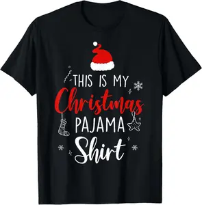 100%cotton Funny Christmas PJ Pajama Men Women PJS for Family T-Shirt