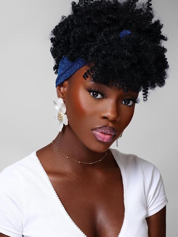 6 Inch Short Kinky Coily Headband Wigs for Women, Gorgeous Fluffy Wigs with Headband, Natural Fluffy Synthetic Wigs for Party, Daily Use, Synthetic Curly Wigs