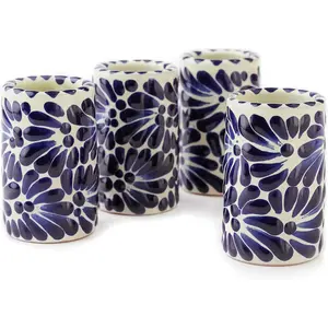 Vibrant Hand-Painted Talavera Mexican Ceramic 2 Oz Shot Glasses Set