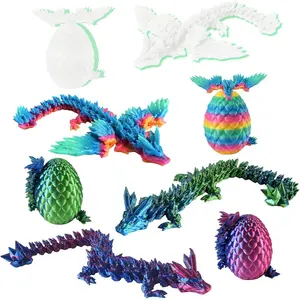 4PCS 3D Printed Dragon Eggs Inside, Small 3D Printer Dragon Toy with Wings Eggs, Articulated Crystal Animals Fidget Toy Kid, Boy Gifts for Easter Christmas