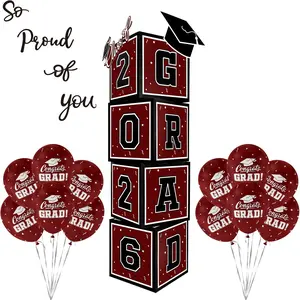 2026 Graduation Decorations Set - So Proud of You - Class of 2025 Balloon Boxes for Memorable Grad Party Supplies, Indoor/Outdoor Congrats Grad Home Door Décor Essentials