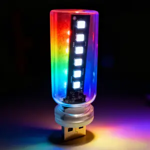 Car USB Night Light Touch Dimmable LED Filament Lamp Portable Lighting Plug and Play Decorative Atmosphere Light for Car Bedroom