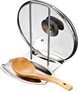 Stainless Steel Pan Lid & Spoon Holder – Kitchen Organizer & Rest Shelf