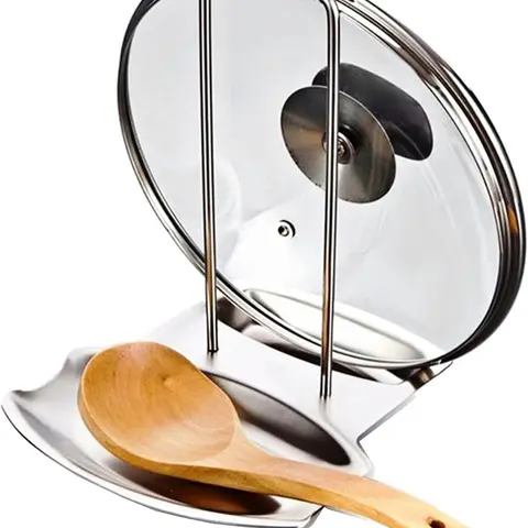 Stainless Steel Pan Lid & Spoon Holder, Kitchenware Tableware Organizer - Space-Saving Rest Shelf