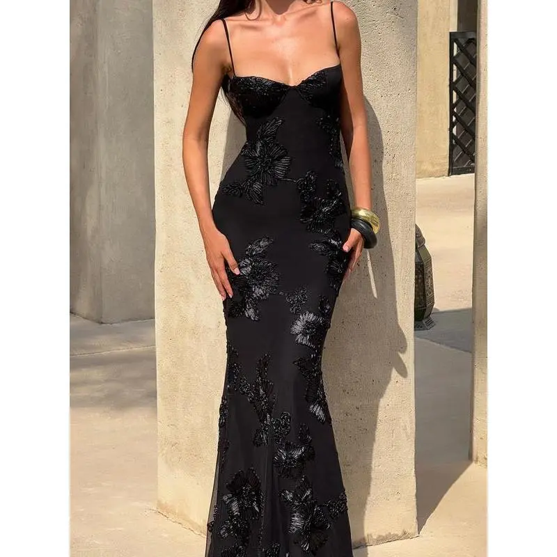 Women's Summer New Style Sexy Slimming Backless Tie Waist Long Dress, Elegant European Fashion, Perfect for Parties & Casual Wear