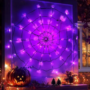 Halloween Spider Web String Lights, Decorative Lighting for Indoor Outdoor Use, Perfect Halloween Decoration, No Spiders Included