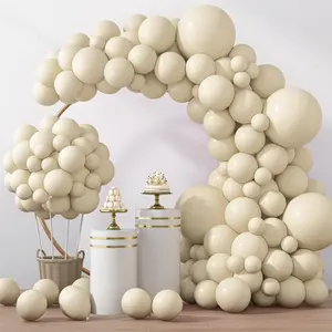 129pcs Sand White Balloons Different Sizes 18 12 10 5 Inches, Cream Beige Latex Balloon Garland Arch for Birthday Party Graduation Wedding Anniversary Baby Shower Decoration