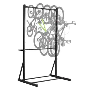 VEVOR Bike Rack, 300LBS/136KG Capacity for up to 5 Bikes, Freestanding Bike Storage Rack, Carbon Steel Vertical Bicycle Stand for Home, Yard, Garage, Living Room, Indoor/Outdoor Bicycle Storage Stand