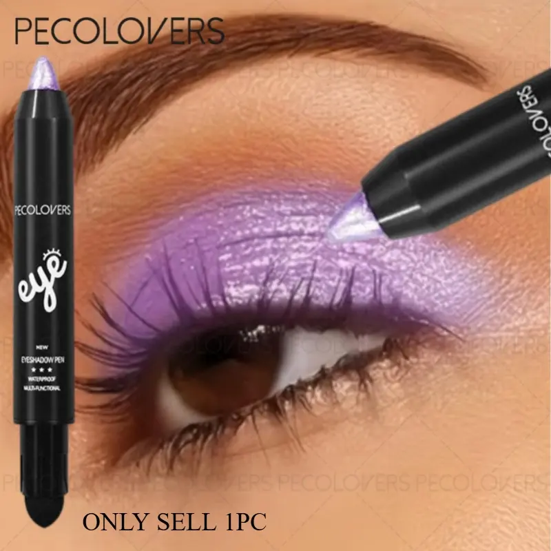 1pc Dual-Ended Shimmer Eye & Face Pen - Blendable Glitter Shadow & Luminous Highlighter, Soft Brush for Effortless Application, Ideal for Festival Looks & Travel Glam - Multi-Finish Makeup Stick