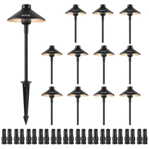 fathersdaygift VEVOR 12 Pack Low Voltage Landscape Path Lights, 3W 210LM 12V-24VAC/DC Outdoor LED Pathway Lighting, 3000K Warm White Walkway Lights with Quick Connectors, IP66 Waterproof for Yard Garden Sidewalk