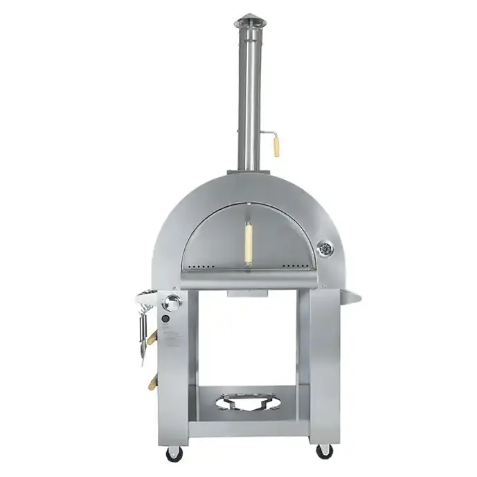 KoKoMo 32-in Dual Fuel Pizza Oven - Gas or Wood-Fired Stainless Steel Backyard BBQ Oven with Traditional Design, Removable Ash Pans, Spacious Cooking Area, High Temperatures, Easy Cleaning, Fuel Switching, Perfect for All Outdoor Cooking (All Seasons Use)