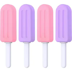Chewies for Aligner, 4 PCS Popsicle Silicone Chewies with Grip Handles, for Invisible or Metal Braces Aligner Munchies, 2 Grape Flavor and 2 Peach Flavor