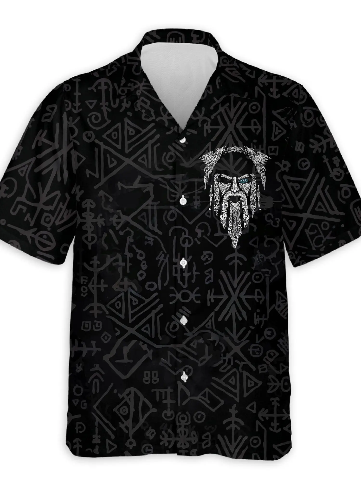 Viking Odin The Sons of Fenrir tattoo Beach Hawaiian Shirt Button Down Summer Vacation Beach Party Shirt