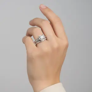 10K White Gold Diamond Engagement & Wedding Ring Set - 0.49ct