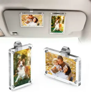 Acrylic Universal Car Sun Visor Frame Clips 2PC, For Personal Photo Display, Secure Durable Attachment For Vehicle Interior Use