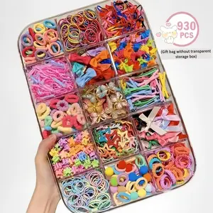 930 Piece Kids Hair Accessory Set, Colorful Hair Ties, Rubber Band, Clips, Bows, Universal Hairstyle Kit for Girls, Daily and Party Use, Toddler to Teenage, Hair Accessories Sets
