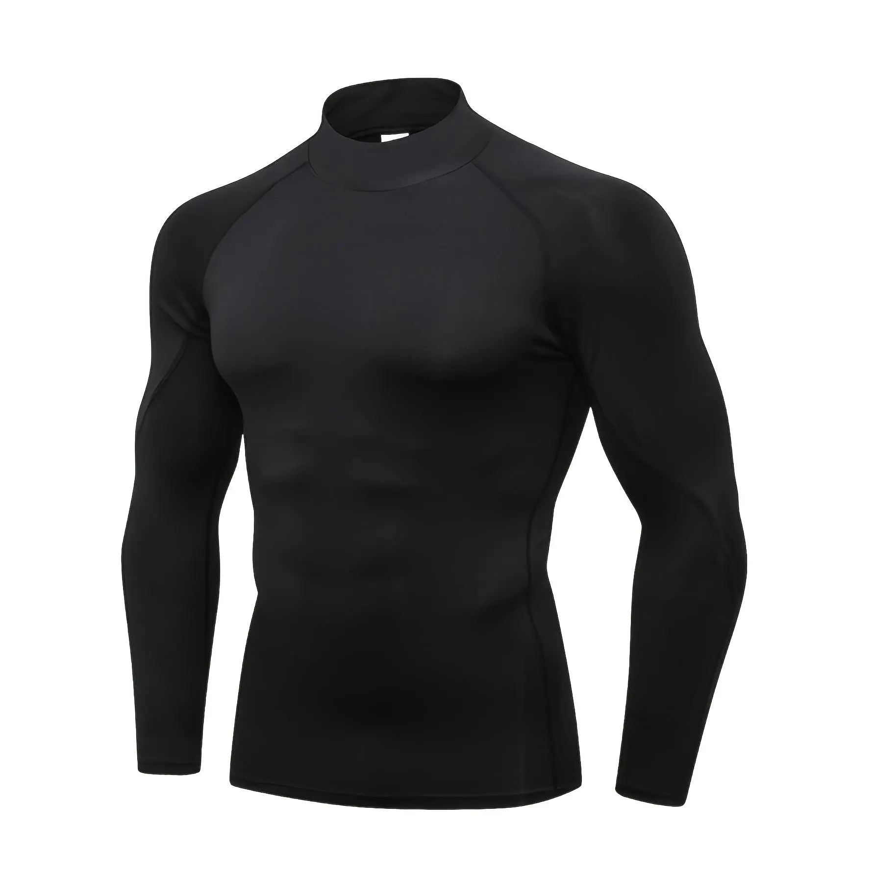 Male Ultimate Performance Long-Sleeve Compression Shirt - Quick-Drying, Breathable, Moisture-Wicking, Medium-Stretch - Crew Neck, Solid Color, Polyester-Elastane Blend for Running, Yoga, Training, Casual