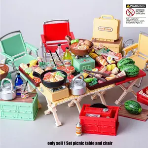 DIY Miniature Camping Foldable Chair Set, Table & Stove Toy Kit Playset, Role Play Set, Perfect Dollhouse Accessories, Ideal Gift for Kids over 3 Years