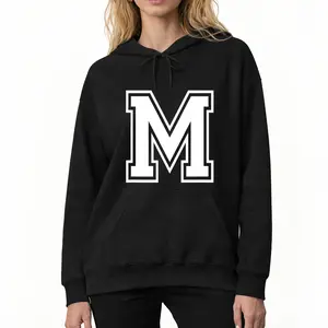 Cool Letter M Alphabet Hoodie – Varsity Style Monogram Long Sleeve Top