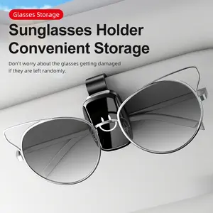 One-Handed Operation Sunglasses Holder For Car, Smiley Face Pattern,Visor Sunglasses Holder Clip, Conveniently Holds Sunglasses, Car Accessories Interior