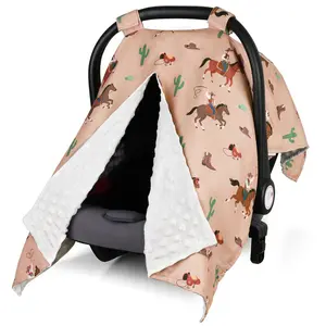 Car Seat Cover Baby, Carseat Covers Baby Girl, Winter Infant Car Seat Cover, Warm Minky Car Seat Canopy, Baby Carrier Cover with Peekaboo Opening, Multi Use Nursing Cover & Toddler Blanket