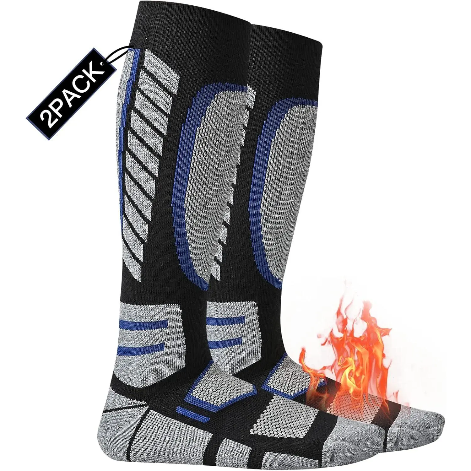 2 Pack Ski Socks for Women Men   High Winter Warm Socks for Skiing Snowboarding Outdoor Sports Gift
