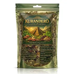 Kurandero Ancient Mayan Fiber Blend 5 oz 141g Nopal Flaxseed Chia Psyllium Moringa Cacao Ancestral Botanical Formula with Monk Fruit Natural Beverage