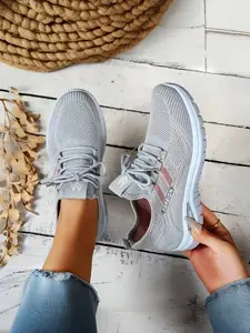 [Summer Sneakers] Comfortable Large size Women's shoes | summer Breathable Mesh lace sneakers, low-top running shoes | travel and vacation leisure
