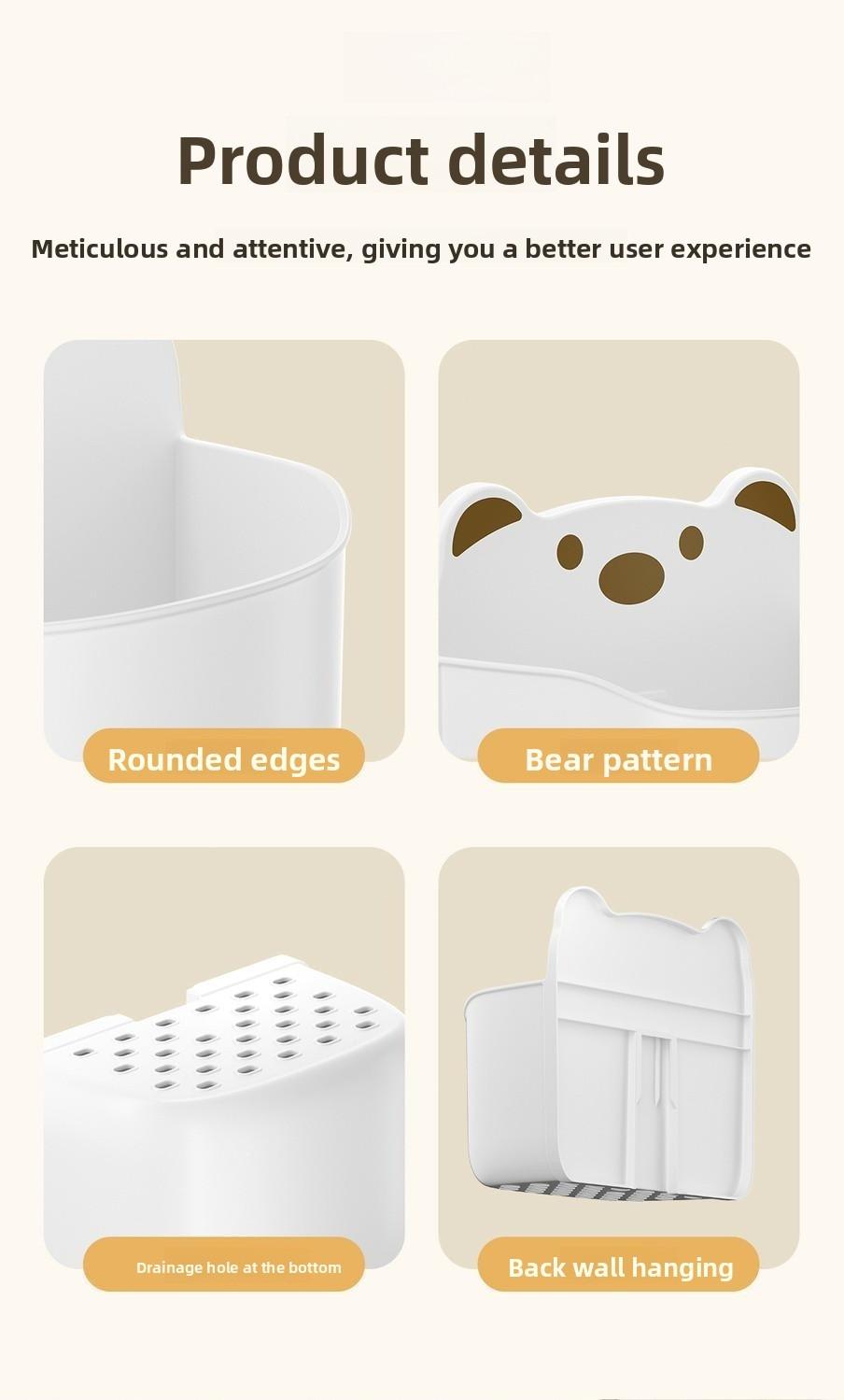 Cartoon wall storage box, ginger, garlic storage wall hanging storage box, storage basket, multi-functional kitchen wall storage rack, no-drilling adhesive hooks